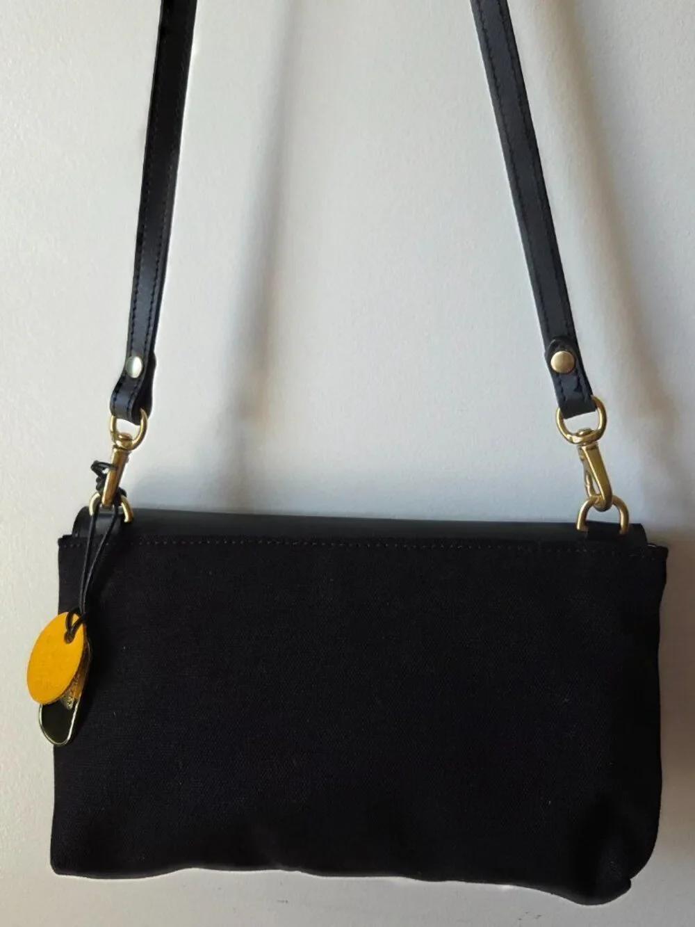 EUC LIKE NEW R. RIVETER PATTON BLACK LEATHER CANVAS MIX CROSSBODY BAG SMALL